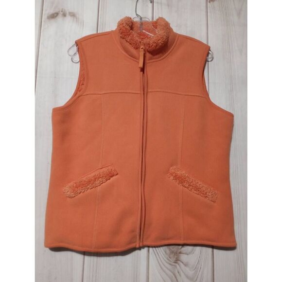 Coldwater Creek Vest Ladies Medium Orange Plush - Picture 1 of 7